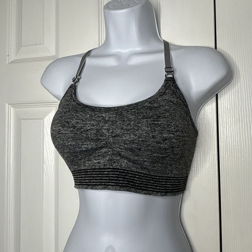 Size Medium Victoria Sport Gray Sports Bra Wireless Strappy Athletic Bra